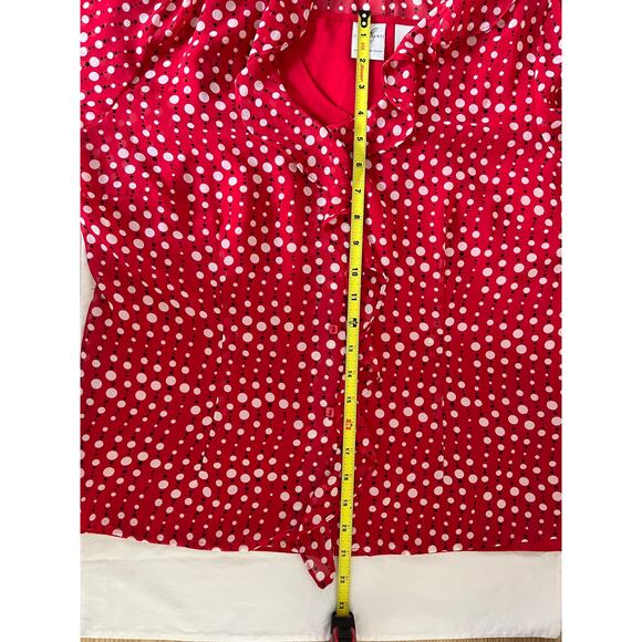 Emma James 2 Piece Set - Red Polka Dot outer Blouse with red tank top underneath - Picture 13 of 16